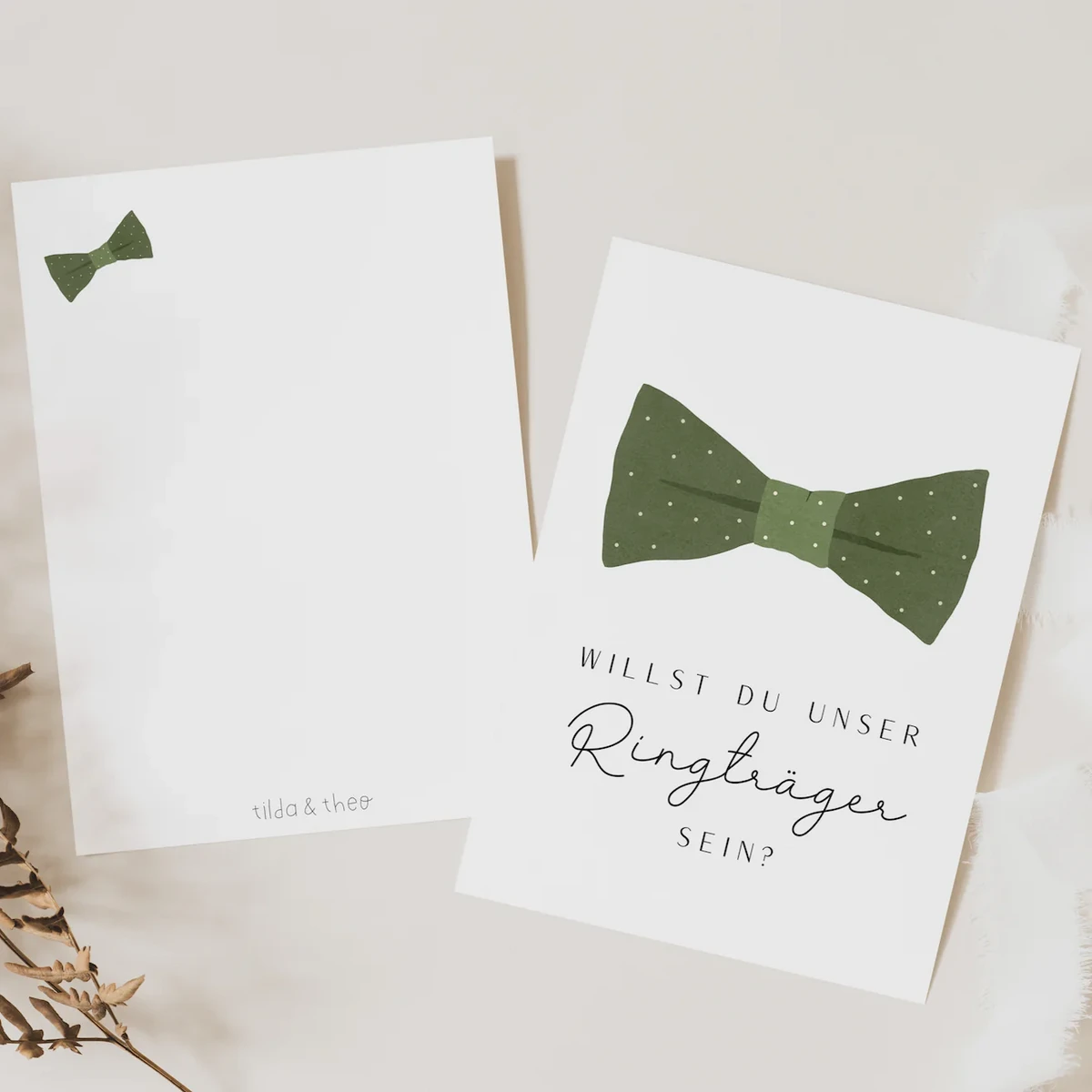 Postkarte Ringträger fragen - Karte Fliege Grußkarte Blumenkinder Hochzeit