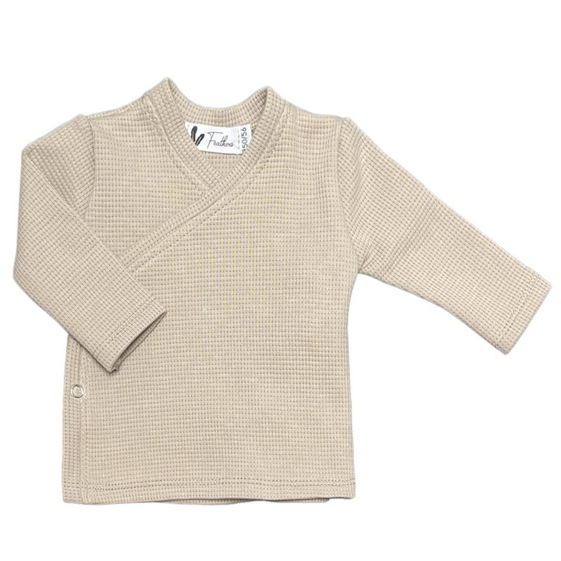 Slå om skjorte vaffel mørk beige