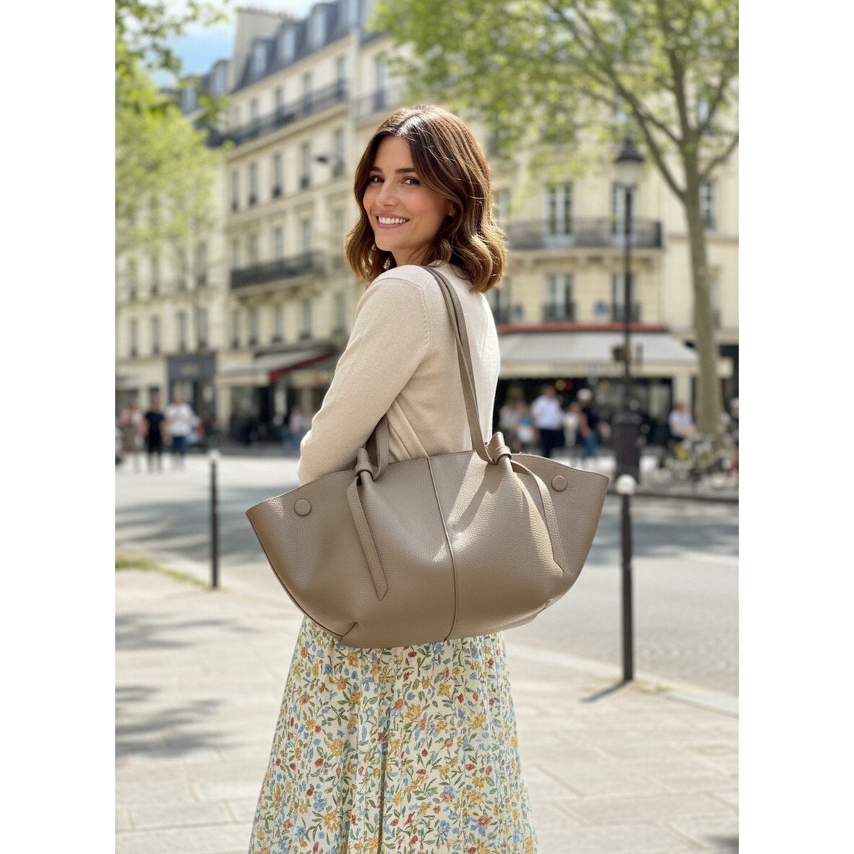 Sac shopping en cuir véritable, fabriqué en Italie, art. 112615Nouveau