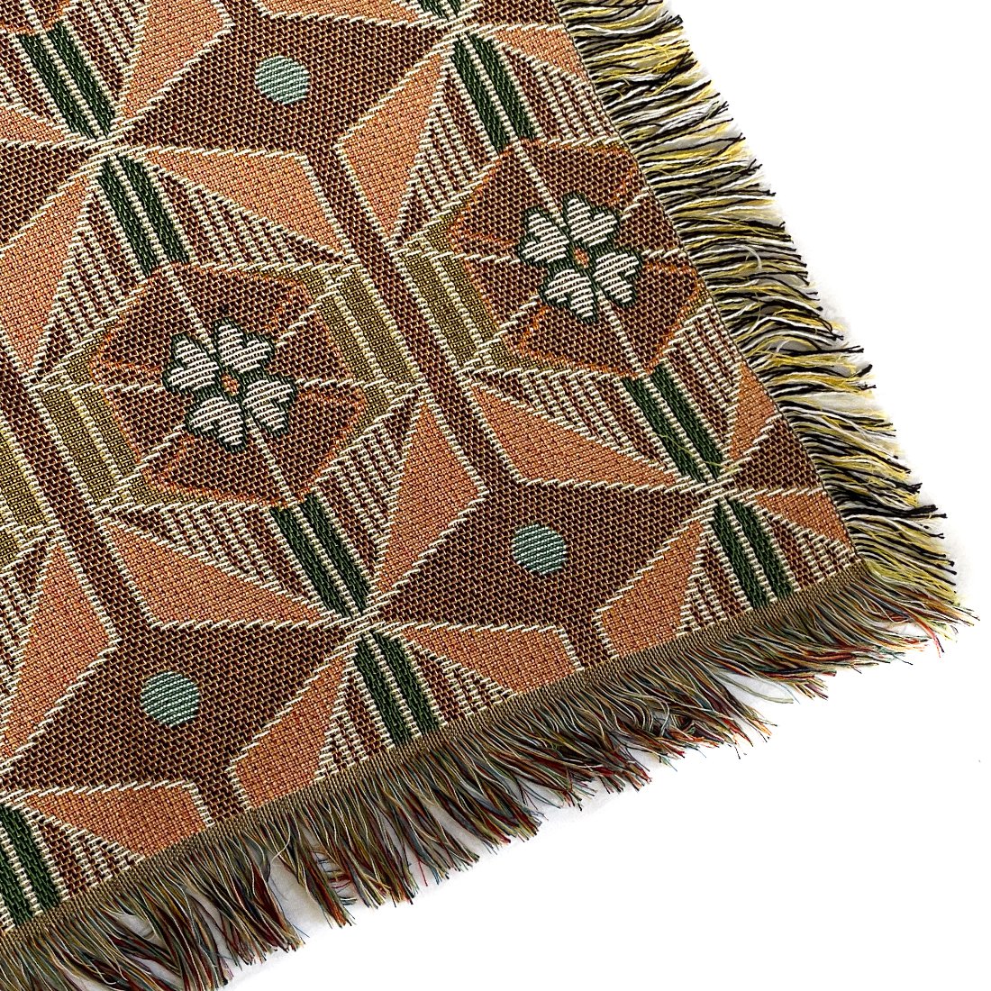NIN-NIT | Nouveau Classiques Blanket | plaid | woven blanket | bedspread | 100% woven cotton | Flowers | leaves | graphic nature print | brown | orange | beige | lilac | blue | green | purple | pink | 220x160 cm