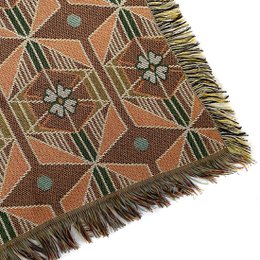 NIN-NIT | Couverture Nouveaux Classiques | plaid | couverture tissée | couvre-lit | 100% coton tissé | Fleurs | feuilles | imprimé nature graphique | marron | orange | beige | lilas | bleu | vert | violet | rose | 220x160cm