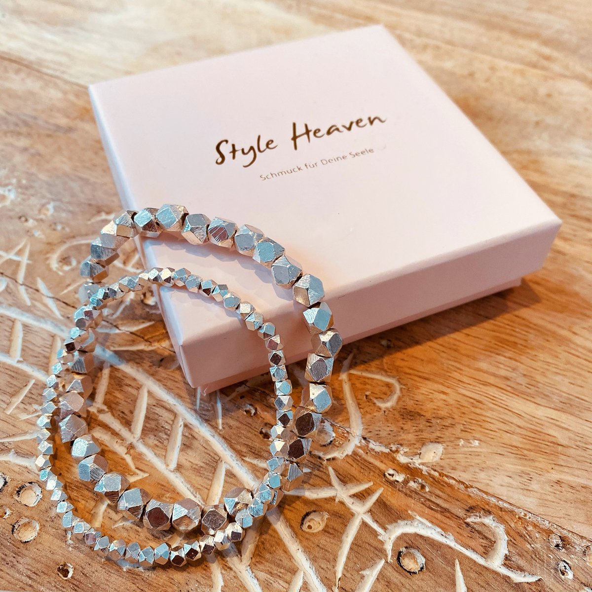 Bracelet énergie en argent avec petites pépites