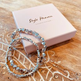 Pulsera energética de plata con pequeñas pepitas