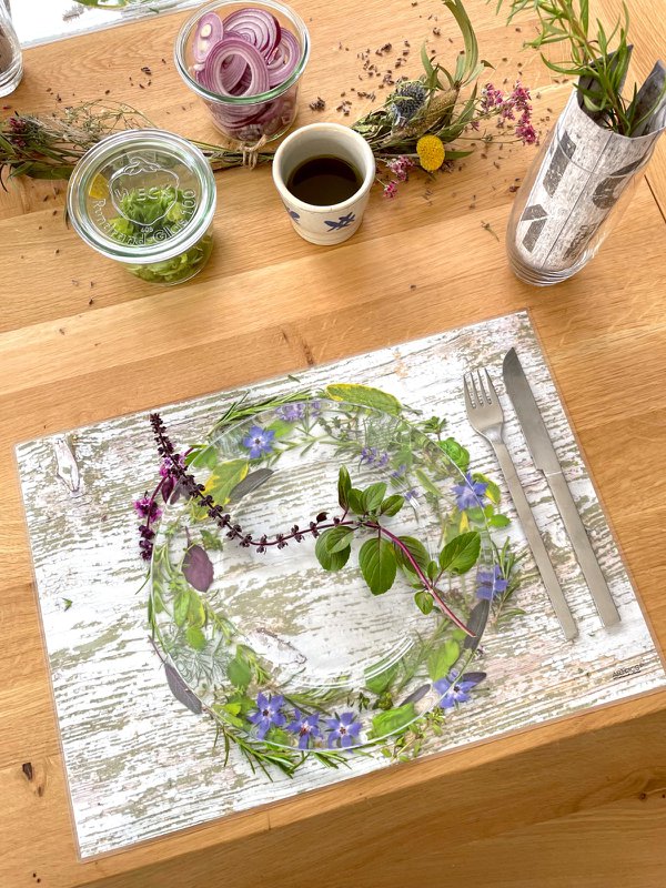 Placemat placemat wasbaar 4 stuks bloemen en kruiden van Artipics plastic placemats 42x30 cm placemats shabby tafeldecoratie landelijke stijl tafelonderzetters gasten gast cadeau