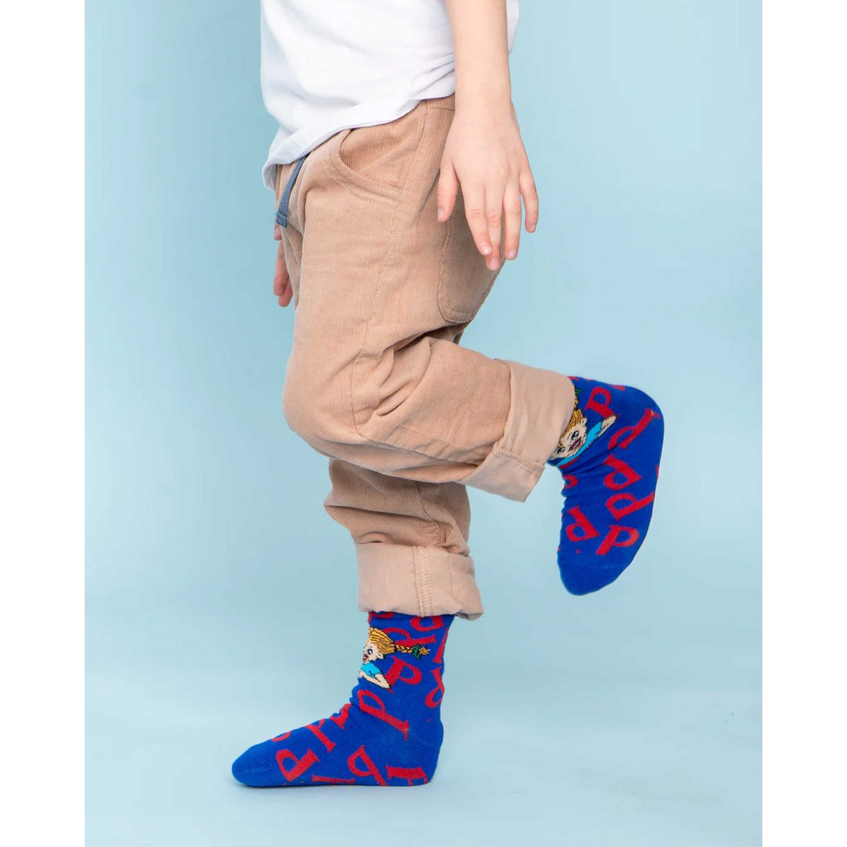 koaa – Pippi Longstocking “P” – Easy Socks blue/red