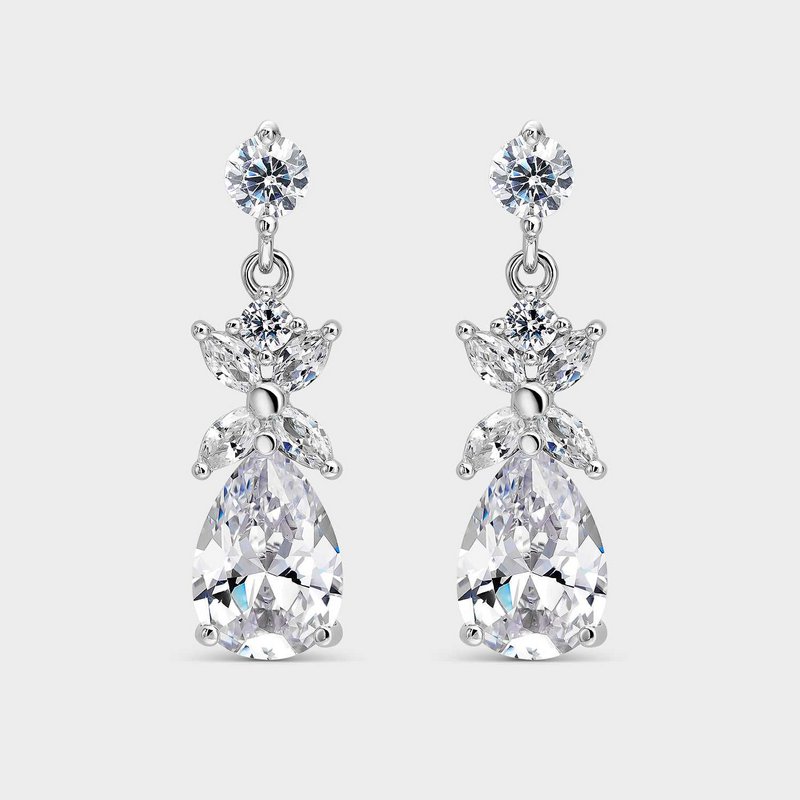 Drop-shaped earrings with white zircons