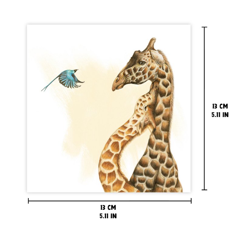 Giraffe innamorate - Biglietto d'auguri, 13 x 13 cm, Uccelli, Cartoline