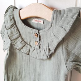 Baby pige salvie grøn t-shirt / 100% økologisk dobbelt gaze bomuld