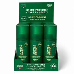 Green body mist spray, oriental fragrance, body and hair product, natural scent.