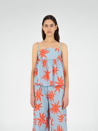 Goochelaar bloemenprint blauwe top