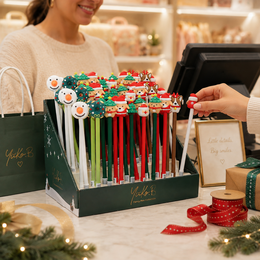 Display of 60 Christmas pens