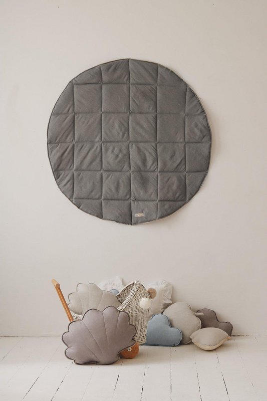 Teepee "Grey Pompoms" con pompon e set tappetino