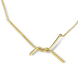 Gold-toned necklace with a mini 45mm charm pendant featuring a twisted design.