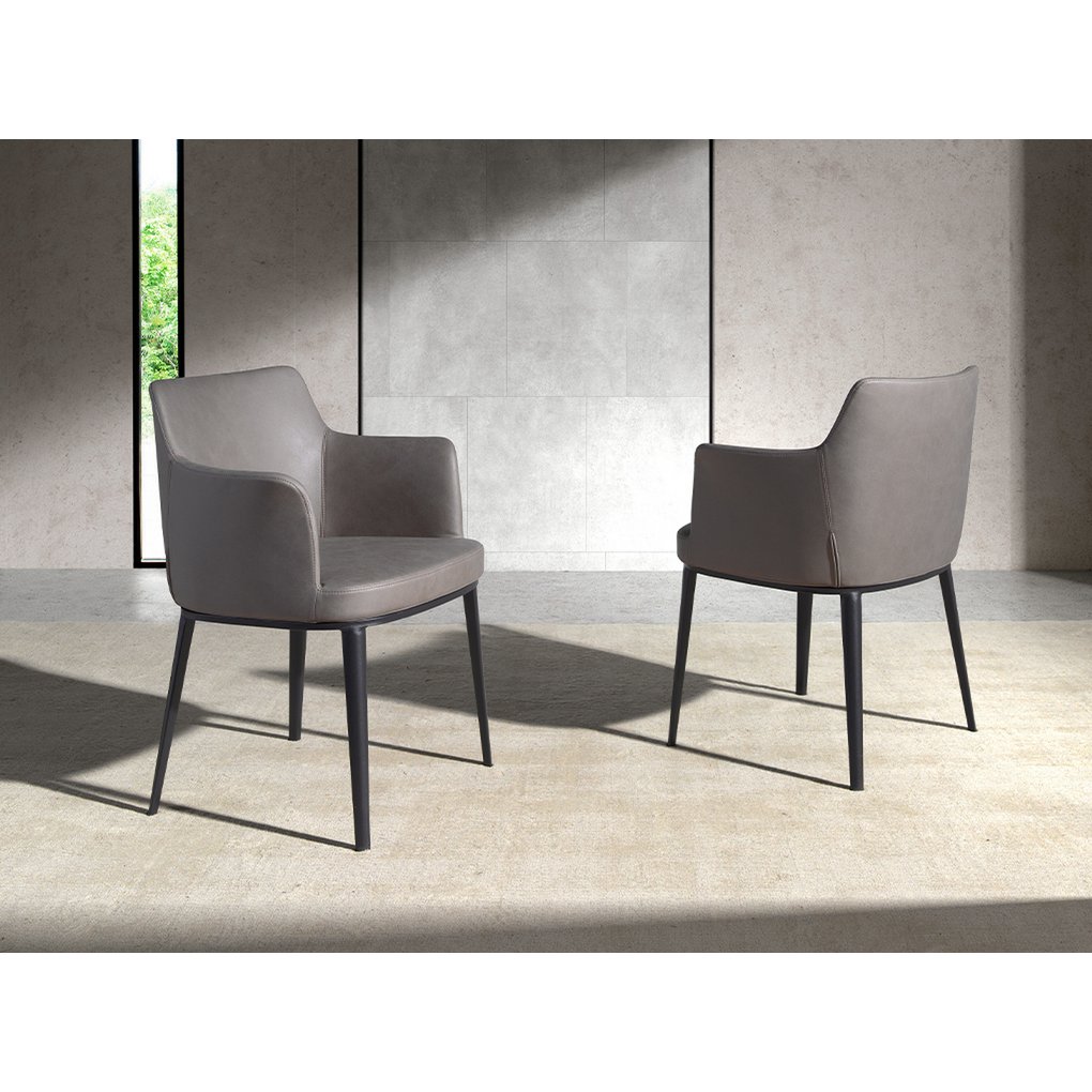 Fabric dining chair and black steel legs 4112