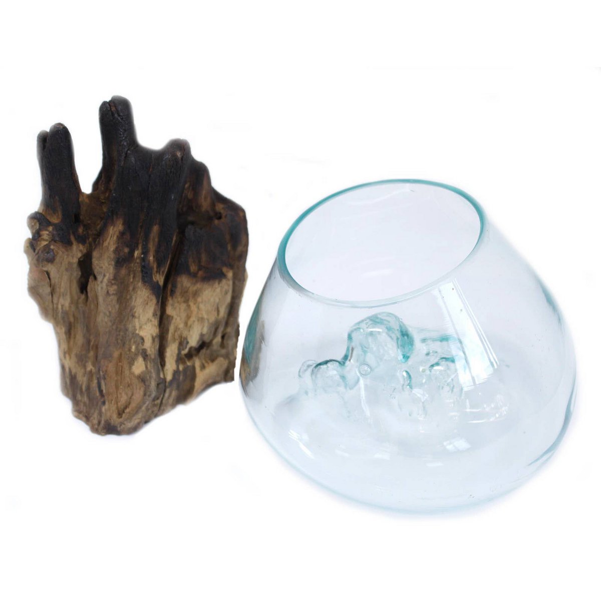 MGW-03 - Molten Glass on Wood - Large Bowl