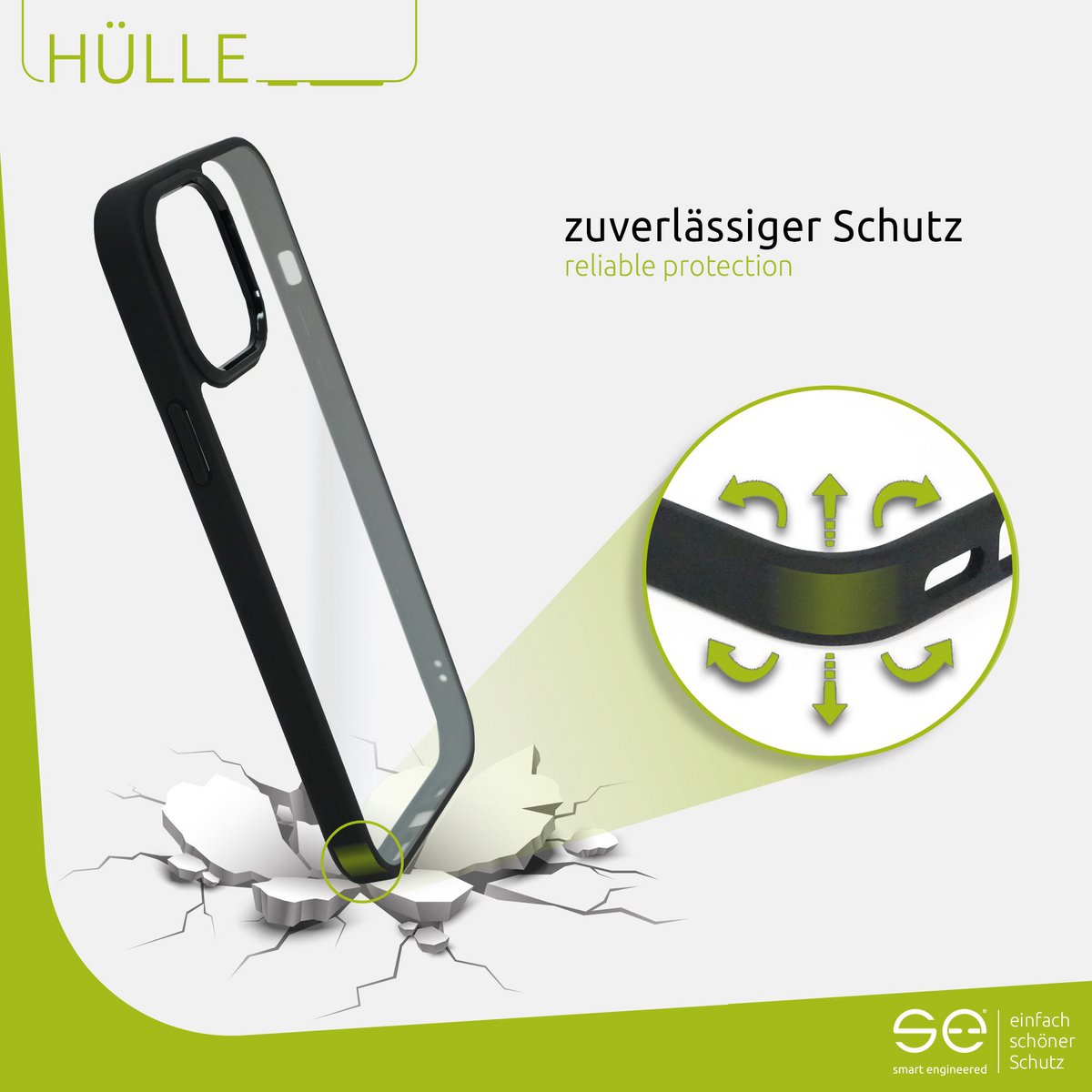 1x se® hardcover beschermhoes (mat zwart) Apple iPhone 13 Pro Max