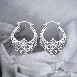 Gode ​​Karma Sølvspidse Creoler - 925 Sterling Boheme Style Øreringe OHR925-11