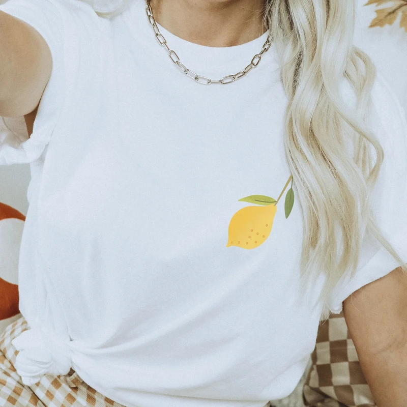 T -Shirt limone in cotone biologico piccolo lime - camicia estiva regalo cottagecore frutta