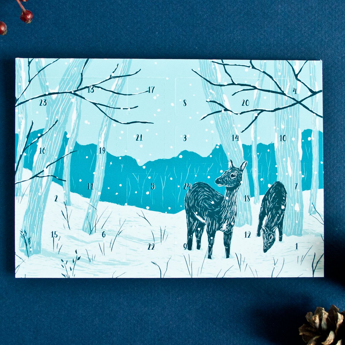 Advent calendar postcard forest animals A6