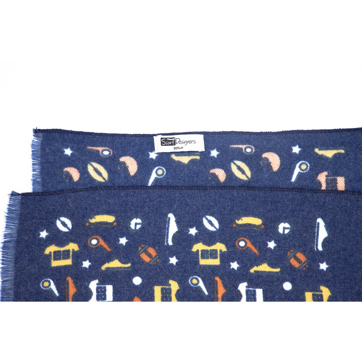 Écharpe en coton avec imprimé de rugby en bleu marine