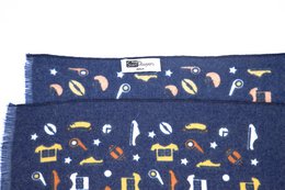Écharpe en coton avec imprimé de rugby en bleu marine