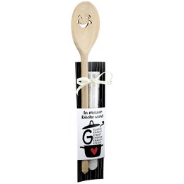 Cooking spoon kitchen natural color H. 2 cm, pack of 6