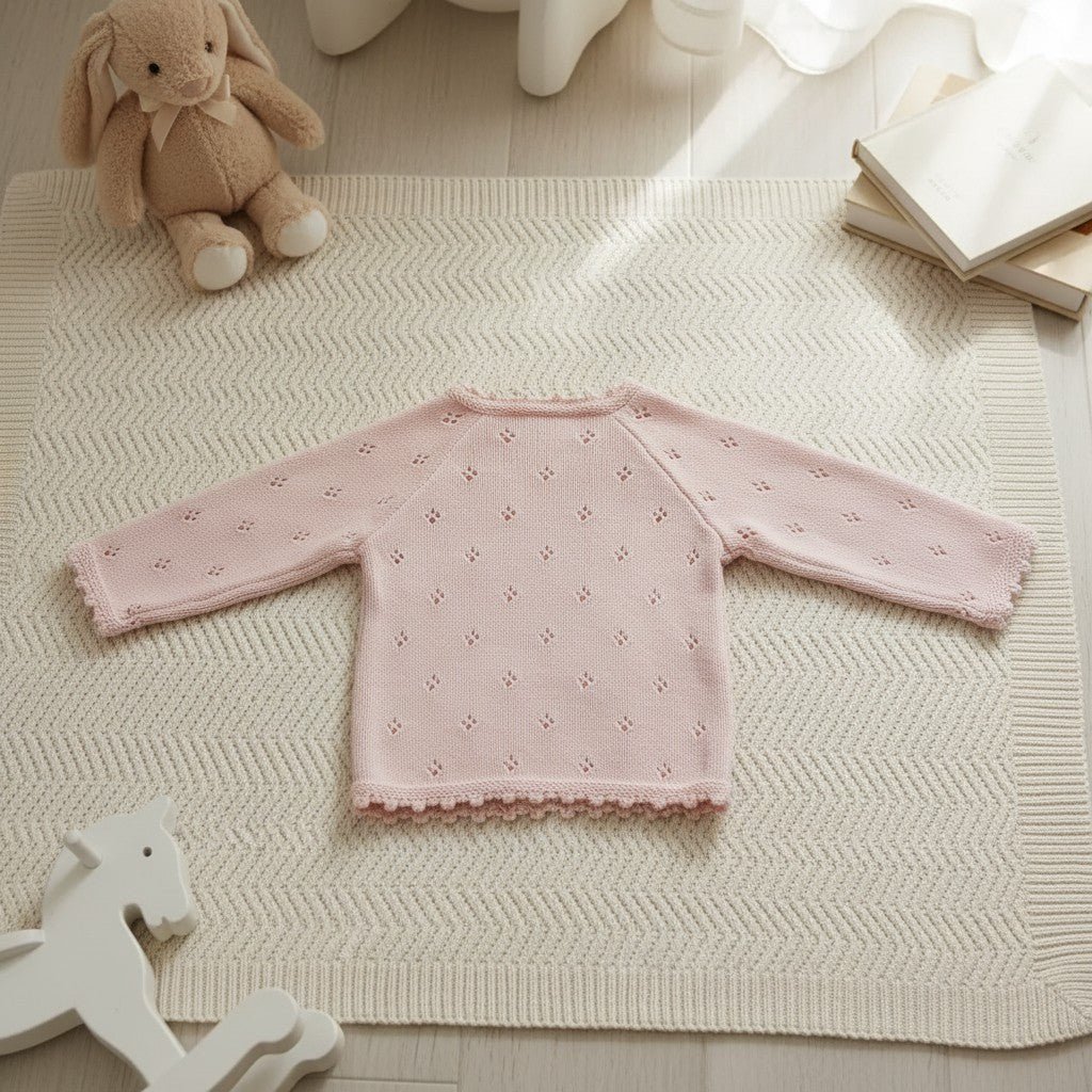 Cardigan per neonato lavorato a maglia Nuvinokids® Rosa tenue