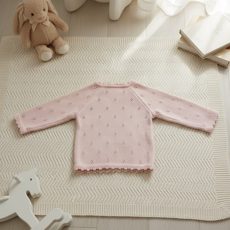 Cardigan per neonato lavorato a maglia Nuvinokids® Rosa tenue