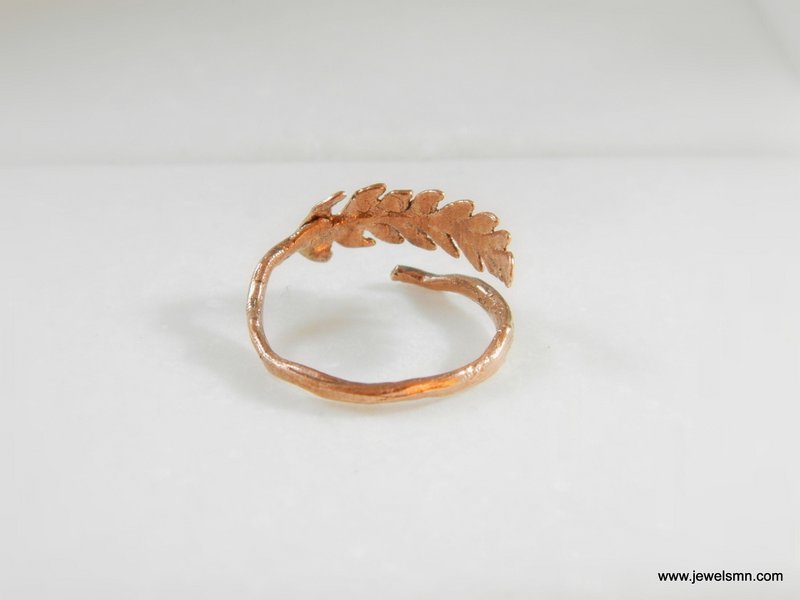 Anello di felce d'oro, gioielli in argento sterling placcato oro rosa, foglia di felce d'oro, regalo per lei, regalo di compleanno per le donne, gioielli fatti a mano