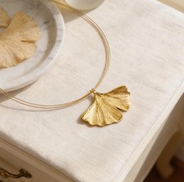 Echte Ginkgo-Biloba-Blatt-Halskette, handgefertigter Naturschmuck, Bio-Wald-Anhänger, Geschenk für Langlebigkeit und Erfolg, Sterling Silber 925