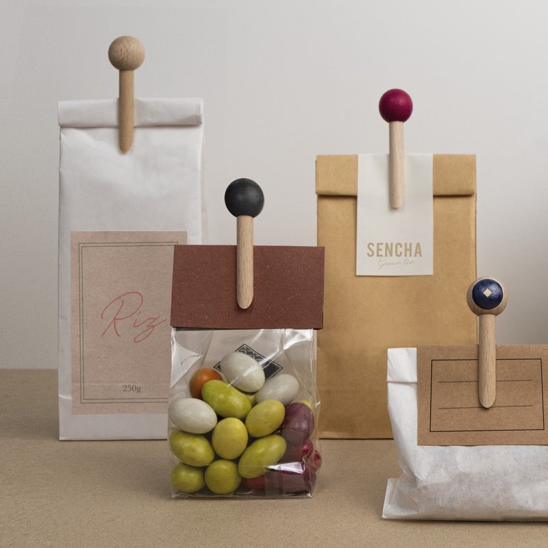 clip per borsa in legno - nera