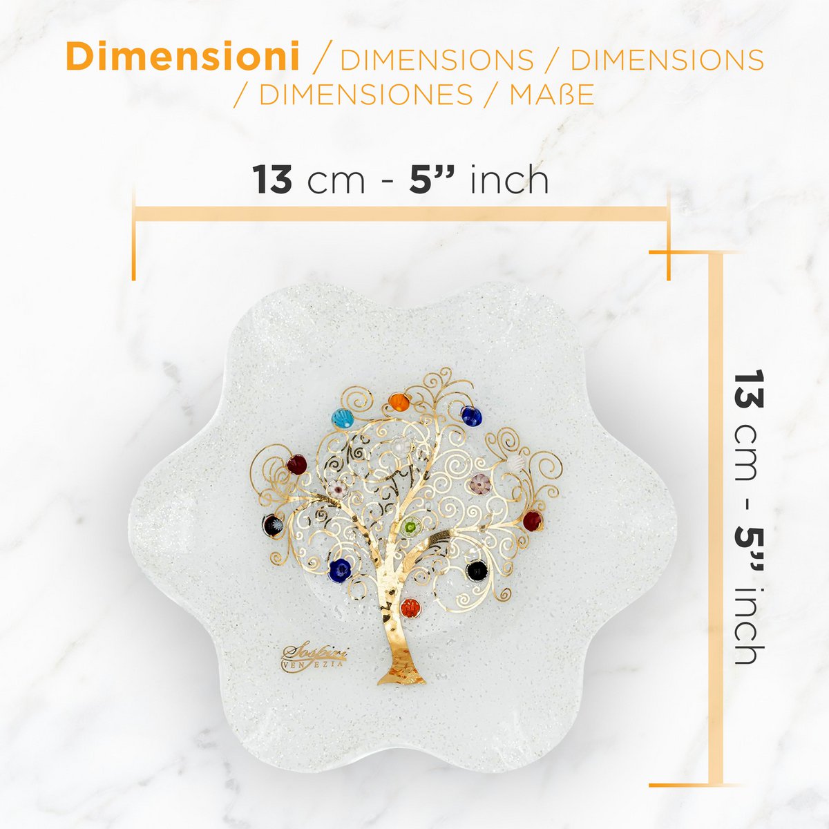 Murano Glass Flower Bowl, Geschenkidee, goldene Baumdekoration und Murano Murrine