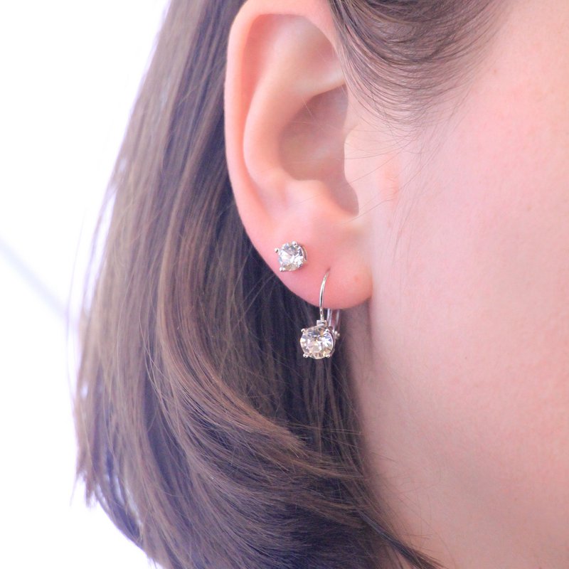 Round Earrings - Silver and Crystal