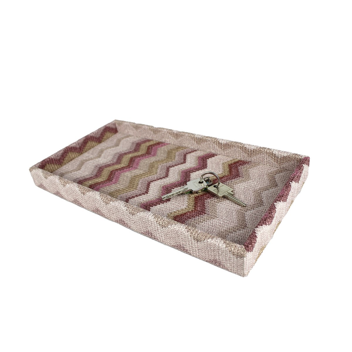 Tablet rechthoekig kunstmatig leer zigzag roze cosmetische lade