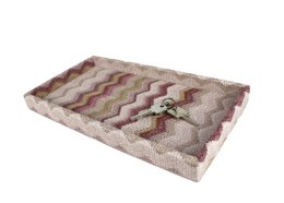 Tablet rechthoekig kunstmatig leer zigzag roze cosmetische lade