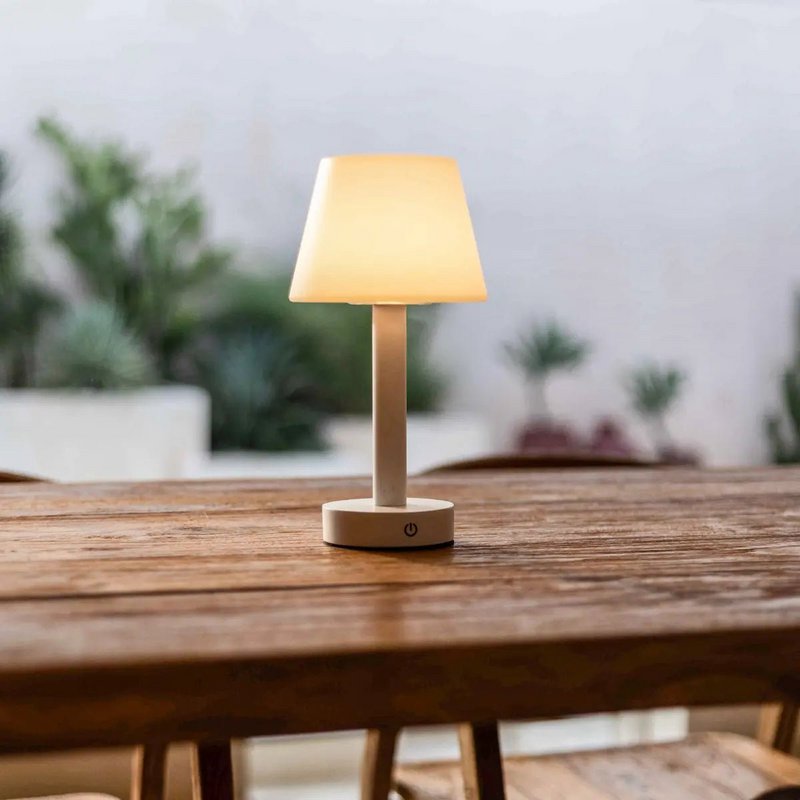 Zoë Witte Houten Oplaadbare Tafellamp
