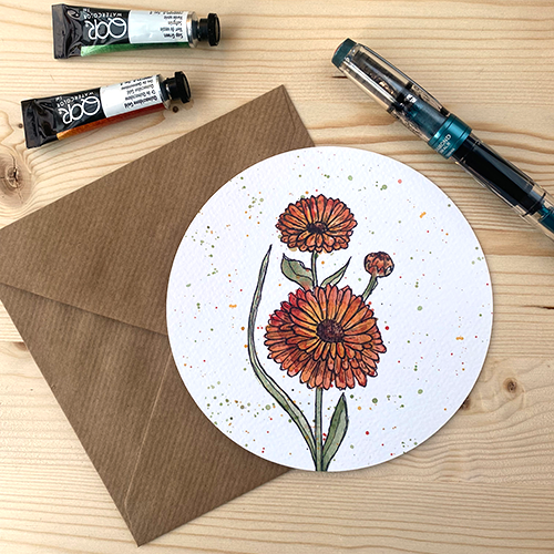 Set of 3 round flower cards