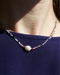 Tee - Tourmaline Crystal Necklace with Pearl