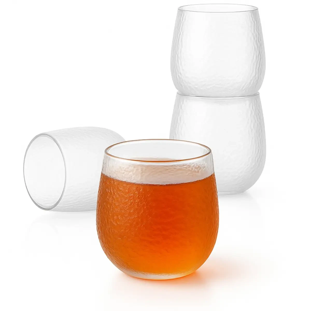 Juego de 4 vasos de té japoneses, elegantes vasos de 200 ml para té, agua, zumos y sake