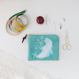 Beau the Beluga Whale | Zipper Pouch | Storage Bag | Coin Purse
