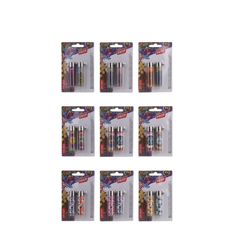 Lot de 2 Briquets PROF Rechargeables à Pierre Colorés