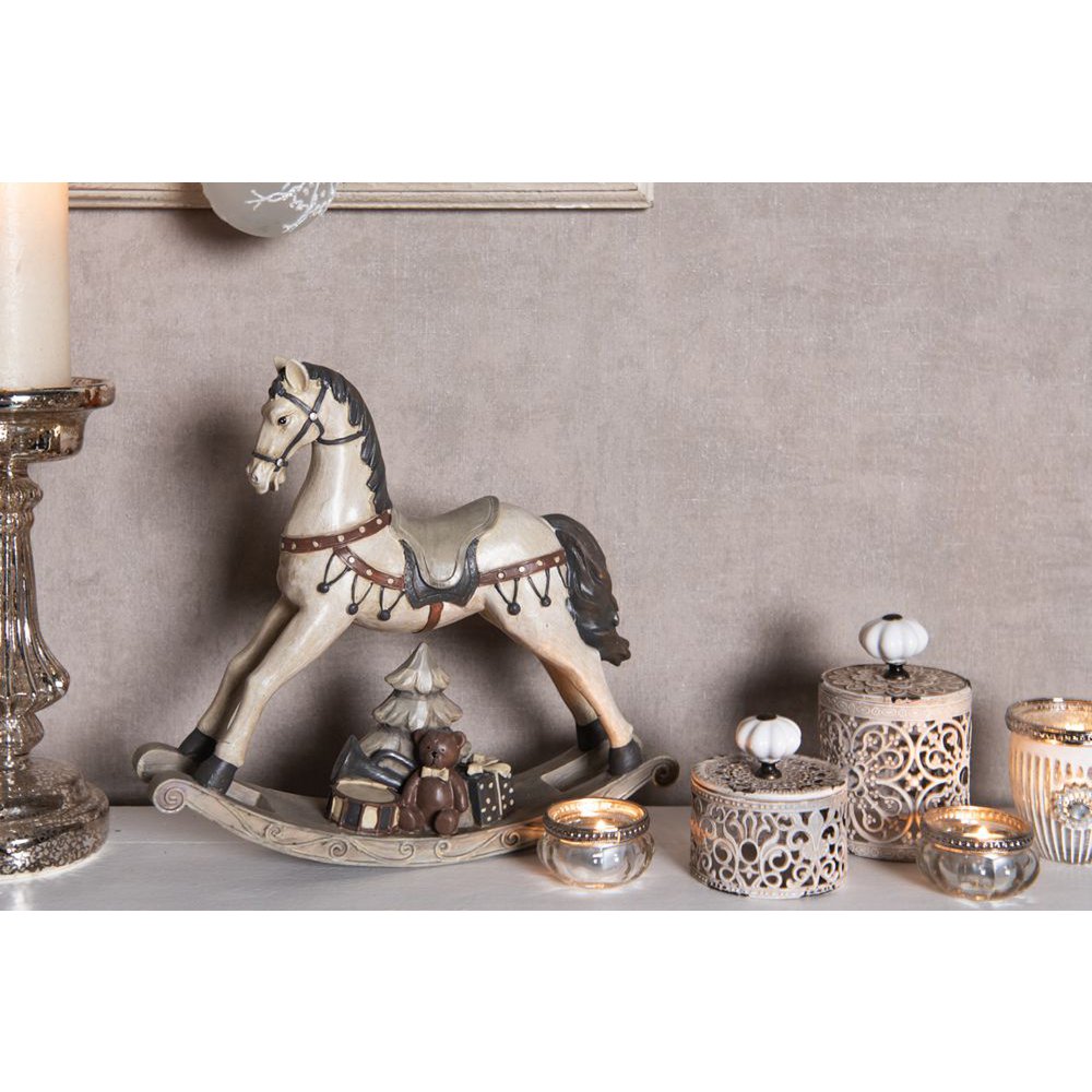 Image horse 22x5x19 cm White Polyresin Christmas decoration