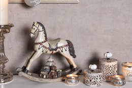 Image horse 22x5x19 cm White Polyresin Christmas decoration