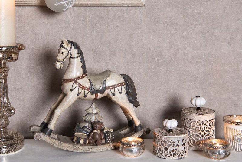 Image horse 22x5x19 cm White Polyresin Christmas decoration