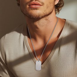 Silver Dog Tag Pendant Necklace