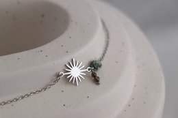 Pulsera de cuarzo ahumado y jaspe con manchas verdes - Plata