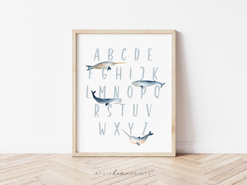 Ocean alphabet poster, nautical alphabet poster, kids alphabet poster, surf poster, surf decor, surf poster, ocean poster, nautical nursery print, surf print, nautical print, waves print, nursery wall art, nursery print, boys room, beach poster