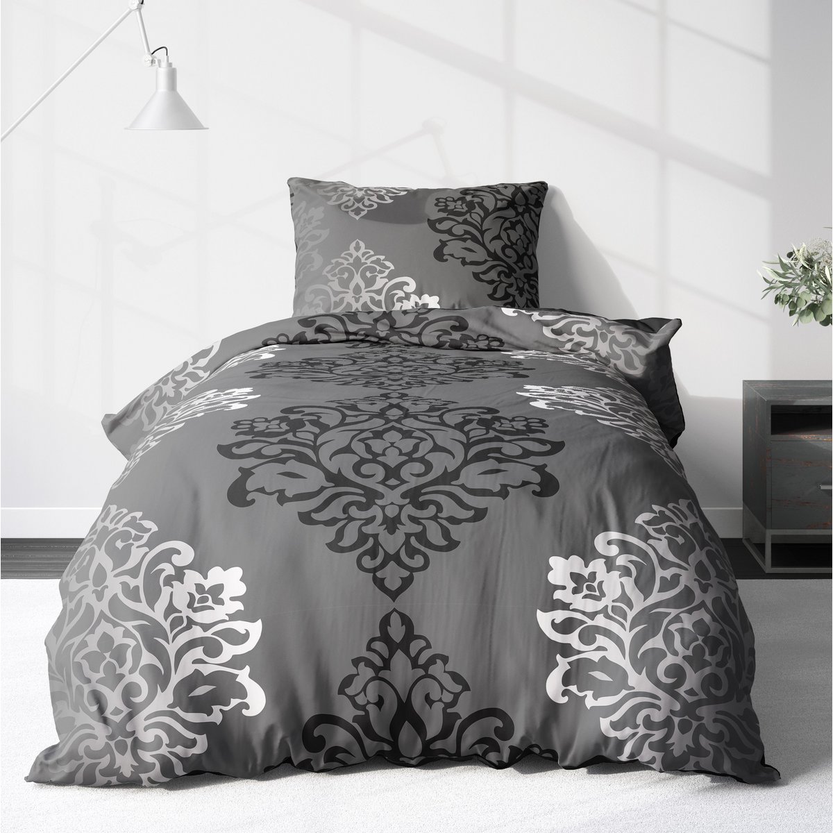 Juego de ropa de cama Beaver 135x200cm adornos antracita