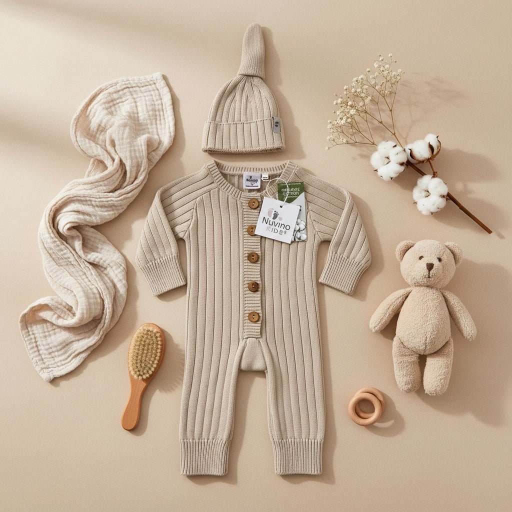 Nuvinokids® Bio Baby Suit Sand Beige with Hat