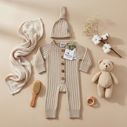 Nuvinokids® Bio Baby Suit Sand Beige with Hat